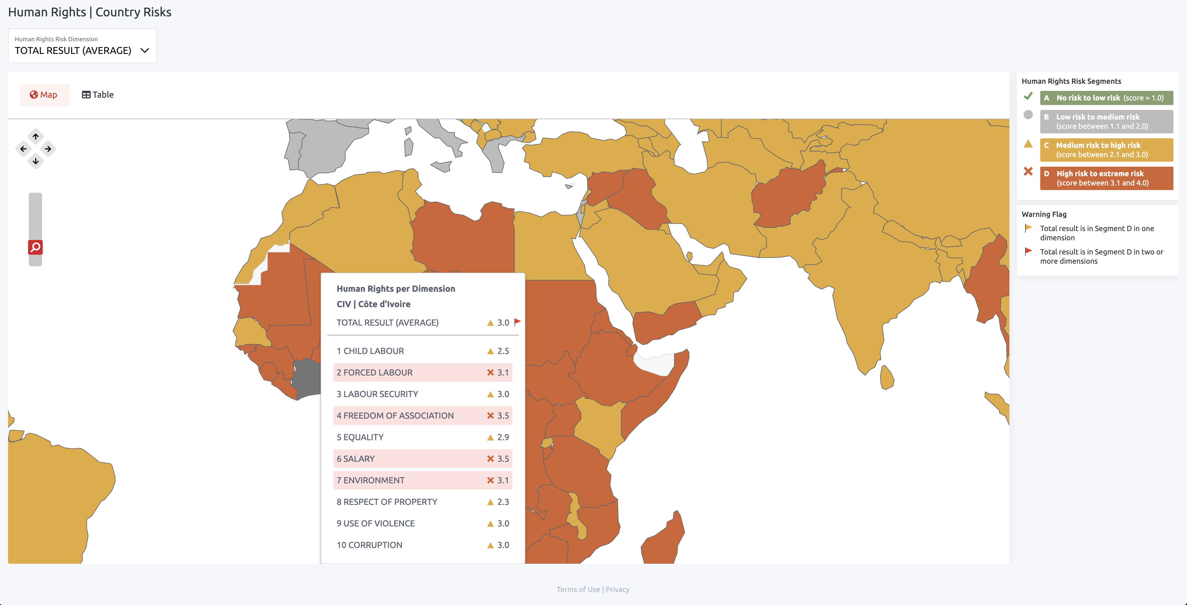 HGS Research Country Risk Map with Human Rights Ratings