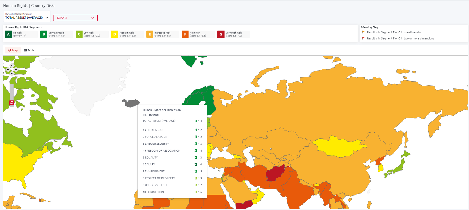 HGS Research Country Risk Map with Human Rights Ratings